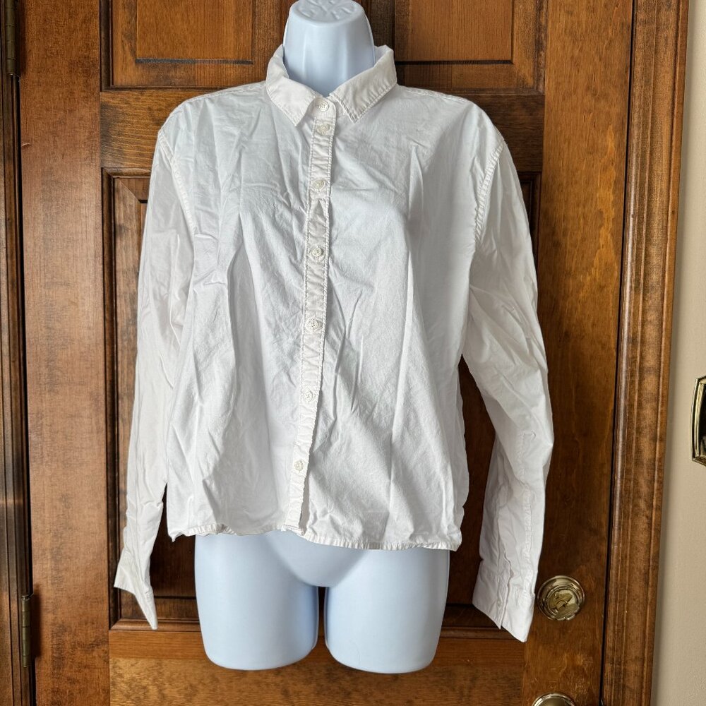 Lands' End White Button Down Shirt Medium (10-12)